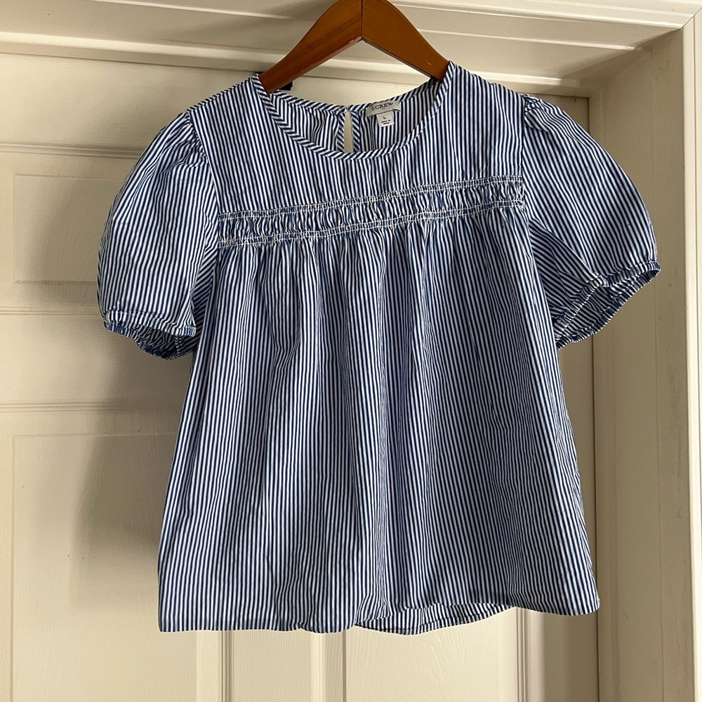Blue and White Striped Blouse
